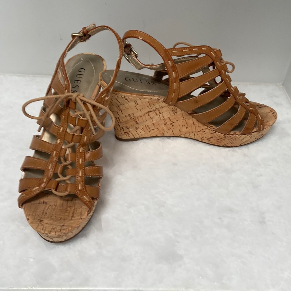 Guess lace up platform wedge